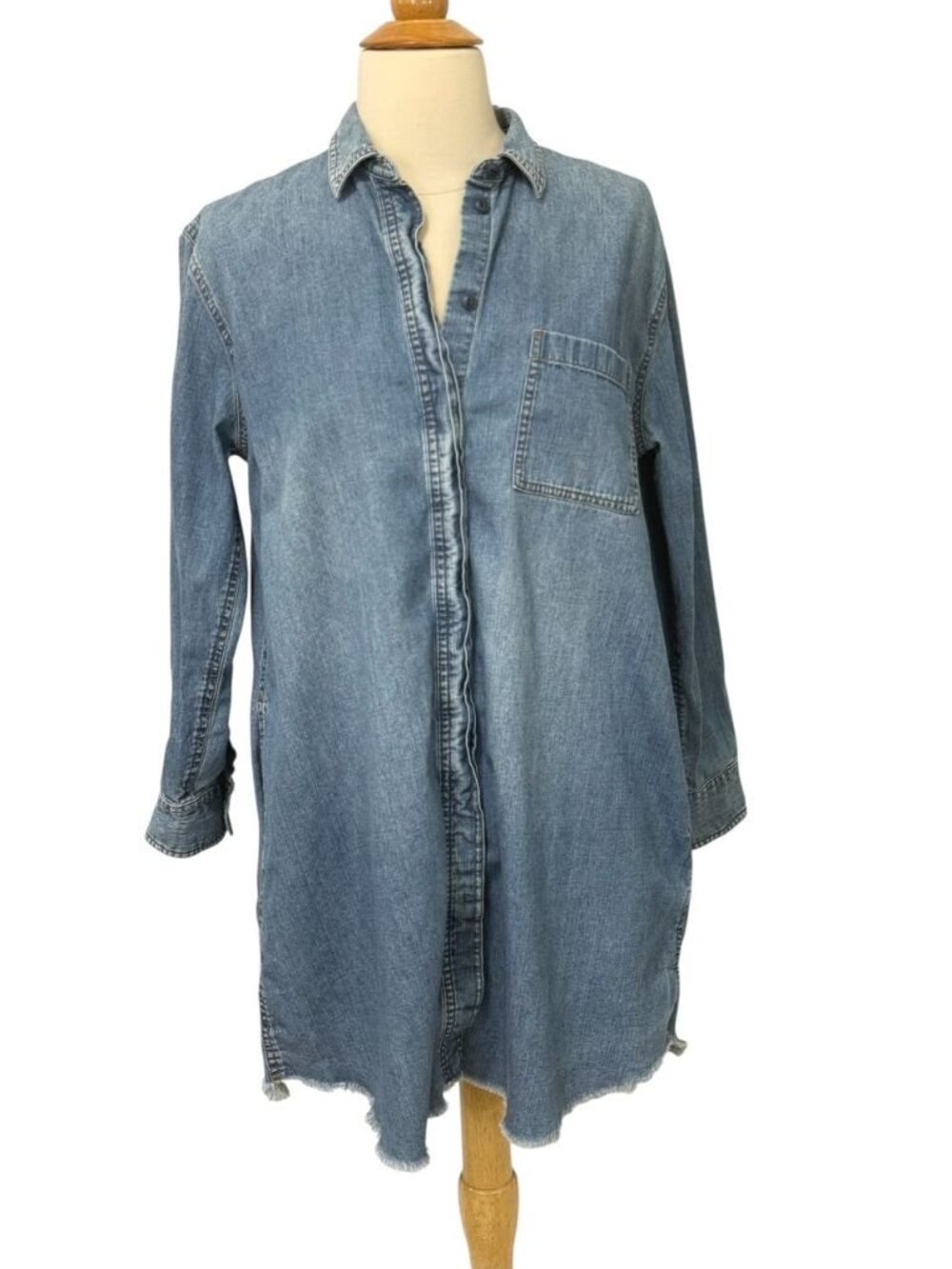 Madewell Womens Denim Oversized Ex-Boyfriend Shirtdress Dress Mini Pocket Size S